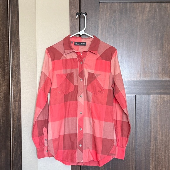 Under Armour Tops - Under Armour UA Women's Tradesman Fitted Button Down Red Plaid Shirt Size Medium